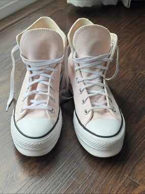 Converse High-Top Canvas Platform Sneakers in Light Pink